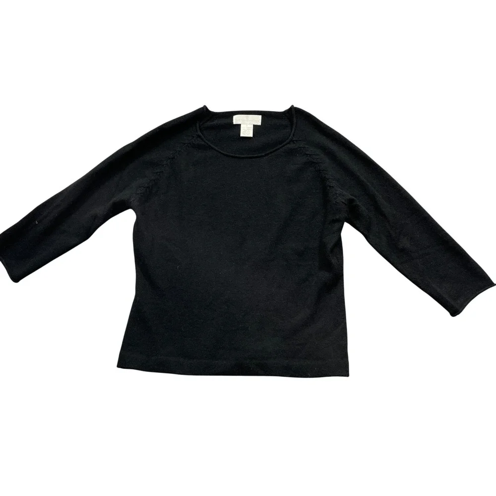 Soft Surroundings Medium 100% Cashmere 3/4‎ Sleeve Black (small mark)
